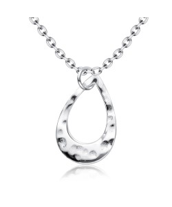 Stencil Ellipse Shaped Silver Necklace SPE-5266